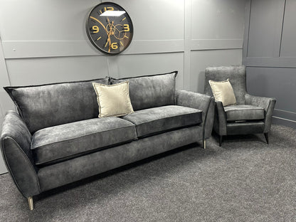 Charcoal 4 Seater Sofa & Accent Chair Set