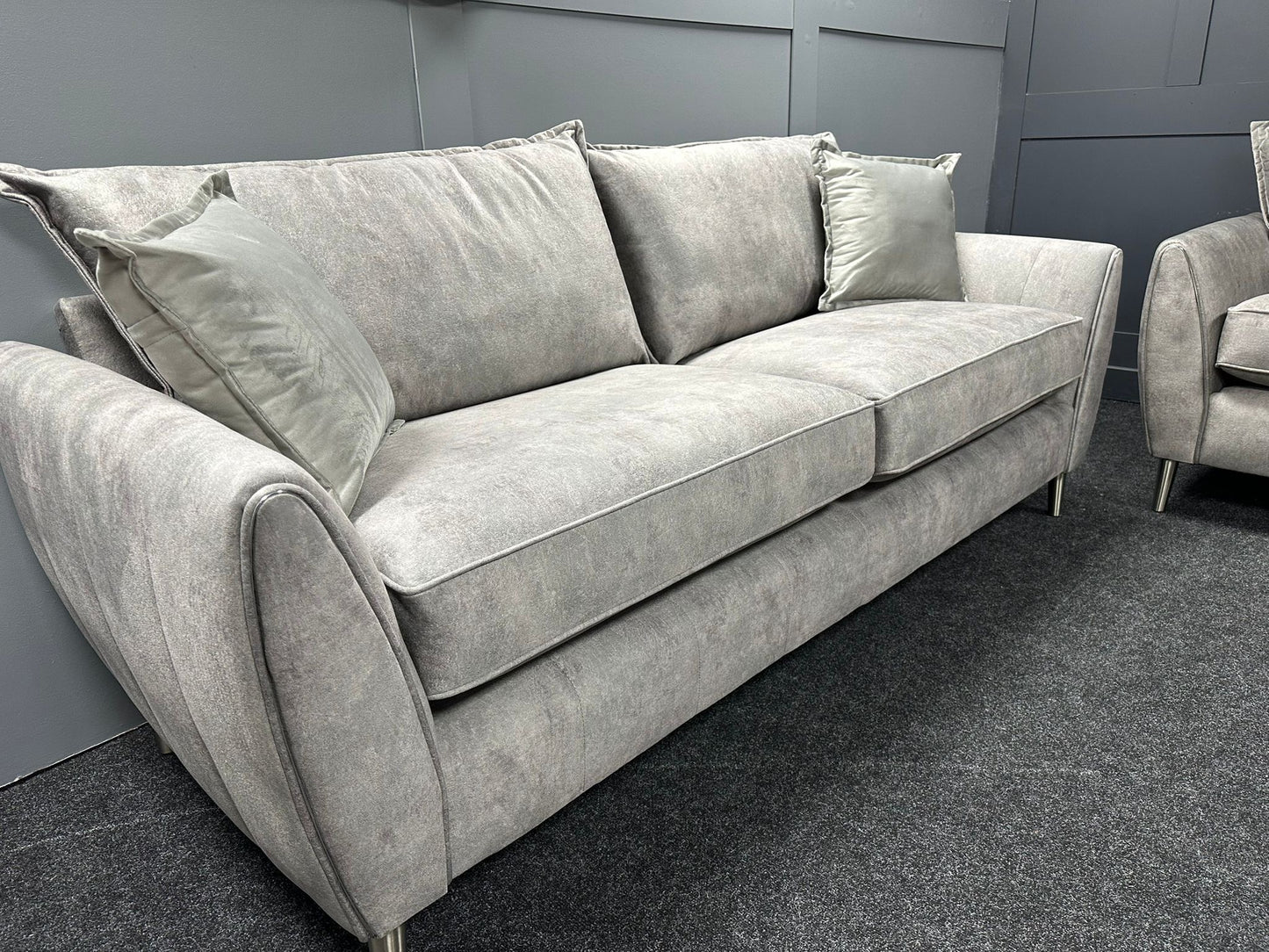 Silver 4 Seater Sofa & Love Chair Set