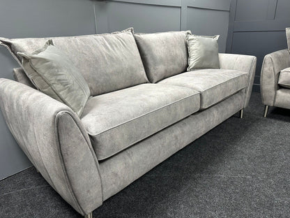Silver 4 Seater Sofa & Love Chair Set