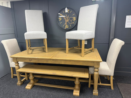 Oak 2m Extending Dining Table Set (Ex Display)