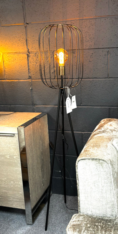 Tall Black Caged Lamp