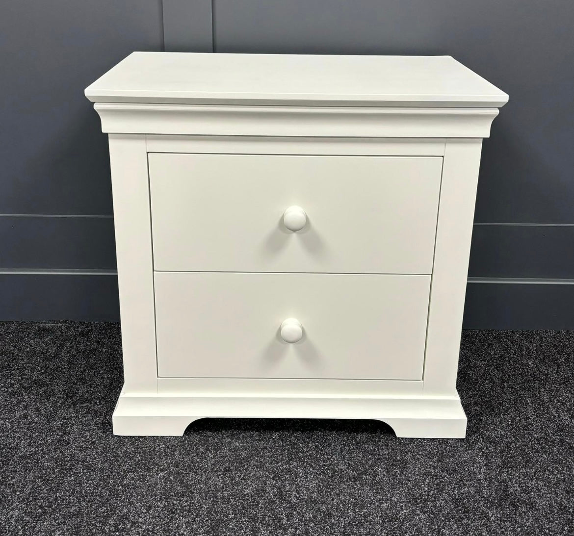 Warm White 2 Drawer Jumbo Bedside Table