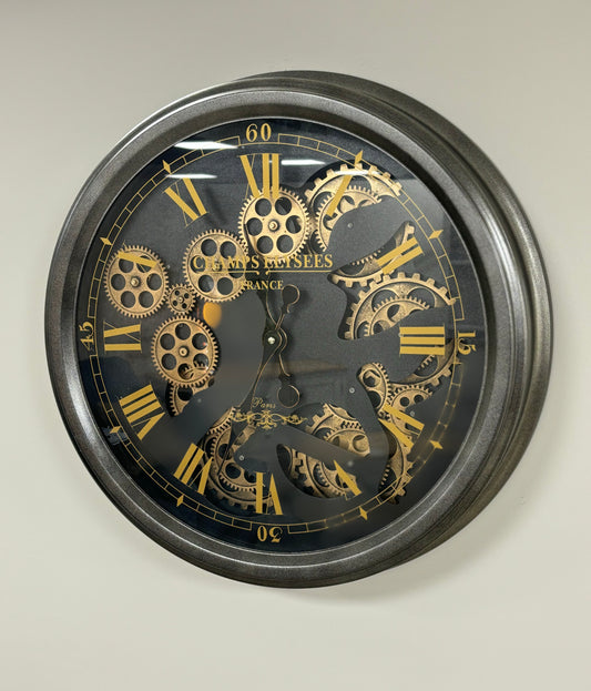 Black & Gold Champs Elysees Skeletal Clock