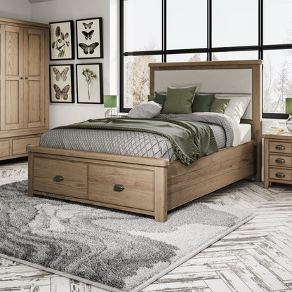 Clearance Superking Oak Bedframe With Drawer Storage