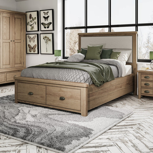 Clearance Superking Oak Bedframe With Drawer Storage