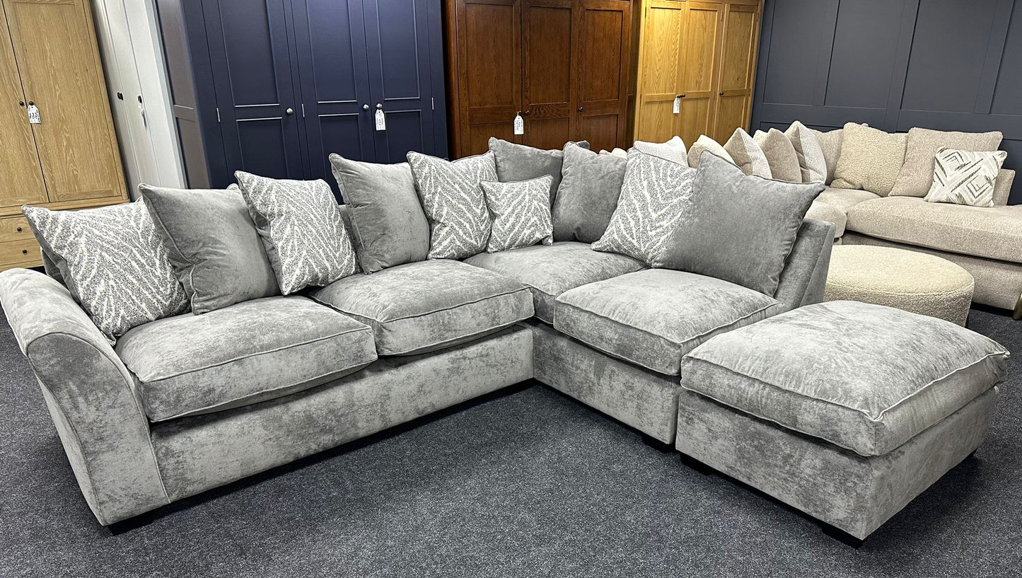 Grey Corner Sofa with Scatter Cushion