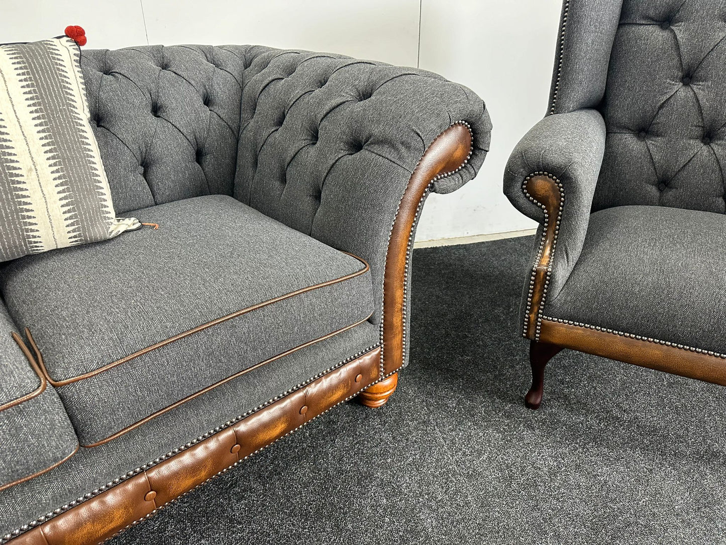 Chesterfield 2 Seater & Wing Chair Set