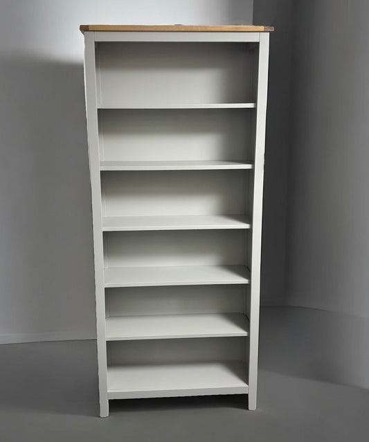 Grey Large Bookcase With Oak Top