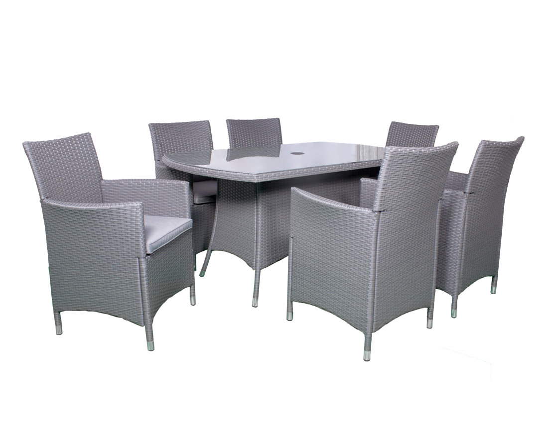 Nevada 6 Seater Rectangular Dining Set (Grey or Brown) For The Home Interiors