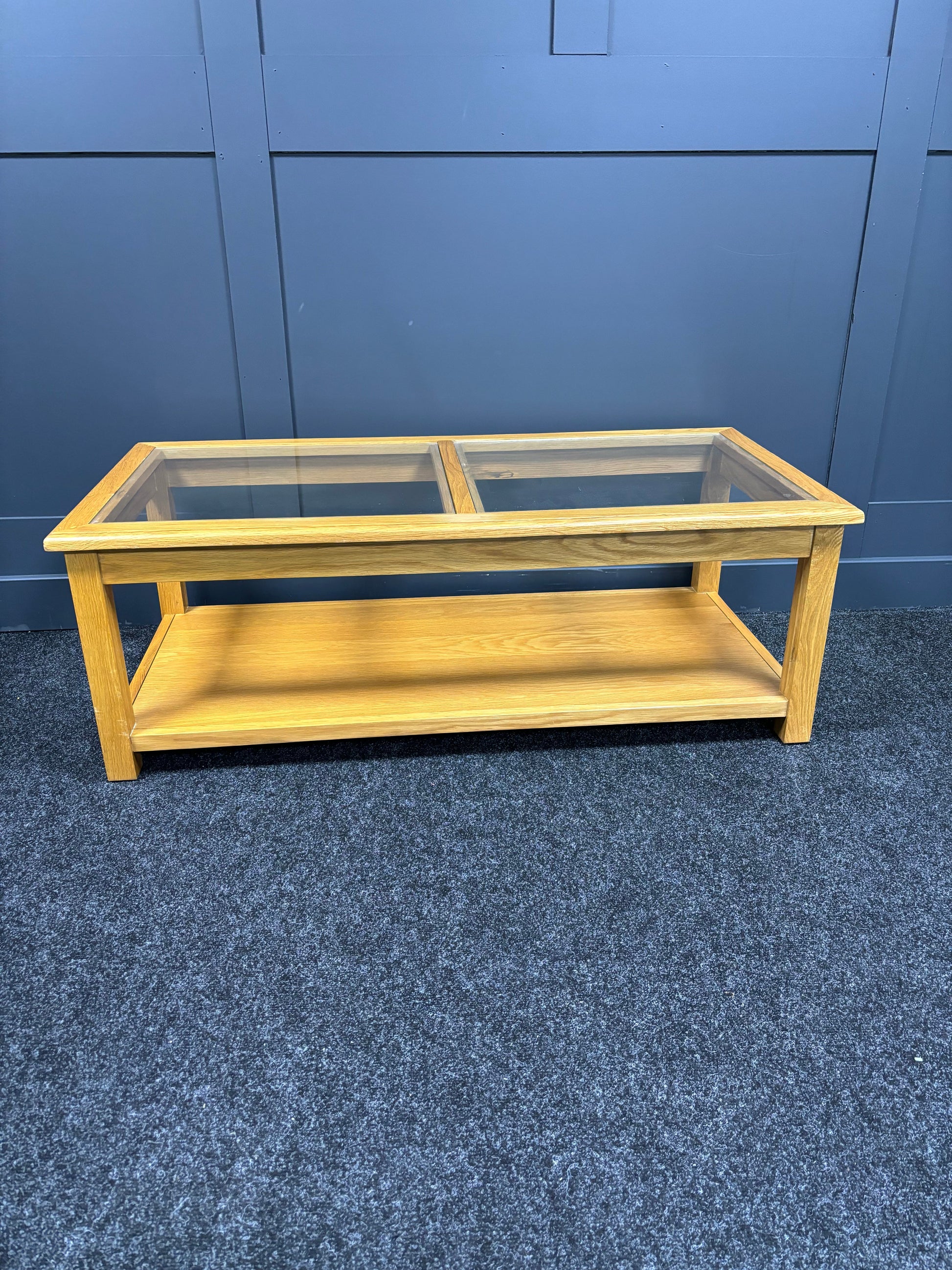 Oak Coffee Table with Glass Top For The Home Interiors