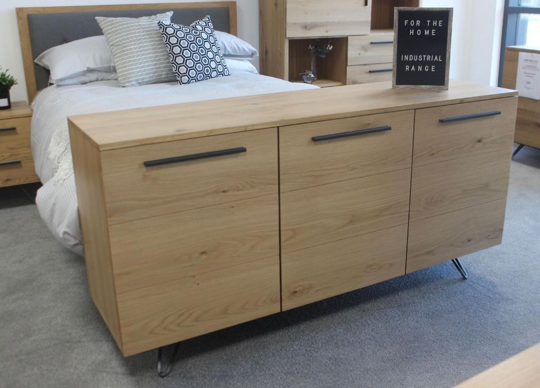 Oak Industrial 3 Door Sideboard For The Home Interiors