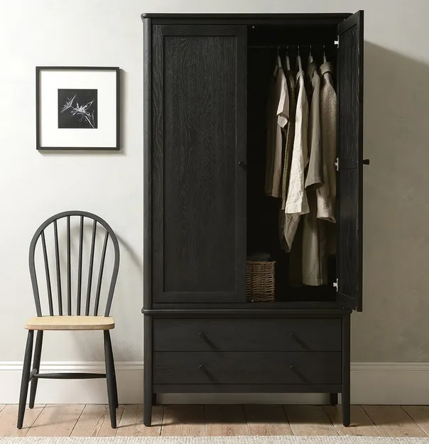 Black Oak Double Wardrobe