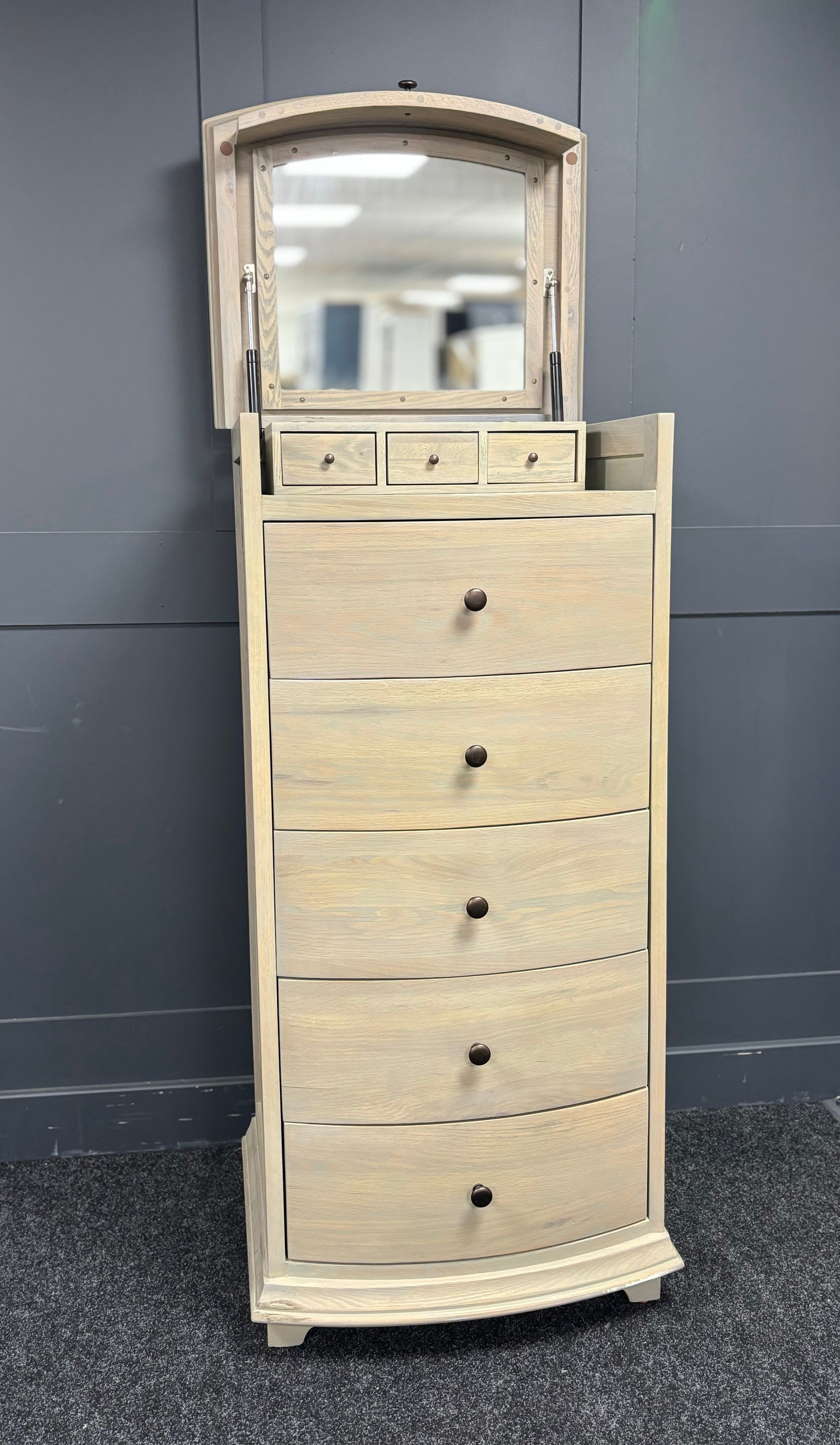 Smoked Oak Vanity Tall Boy Chest of Drawers For The Home Interiors