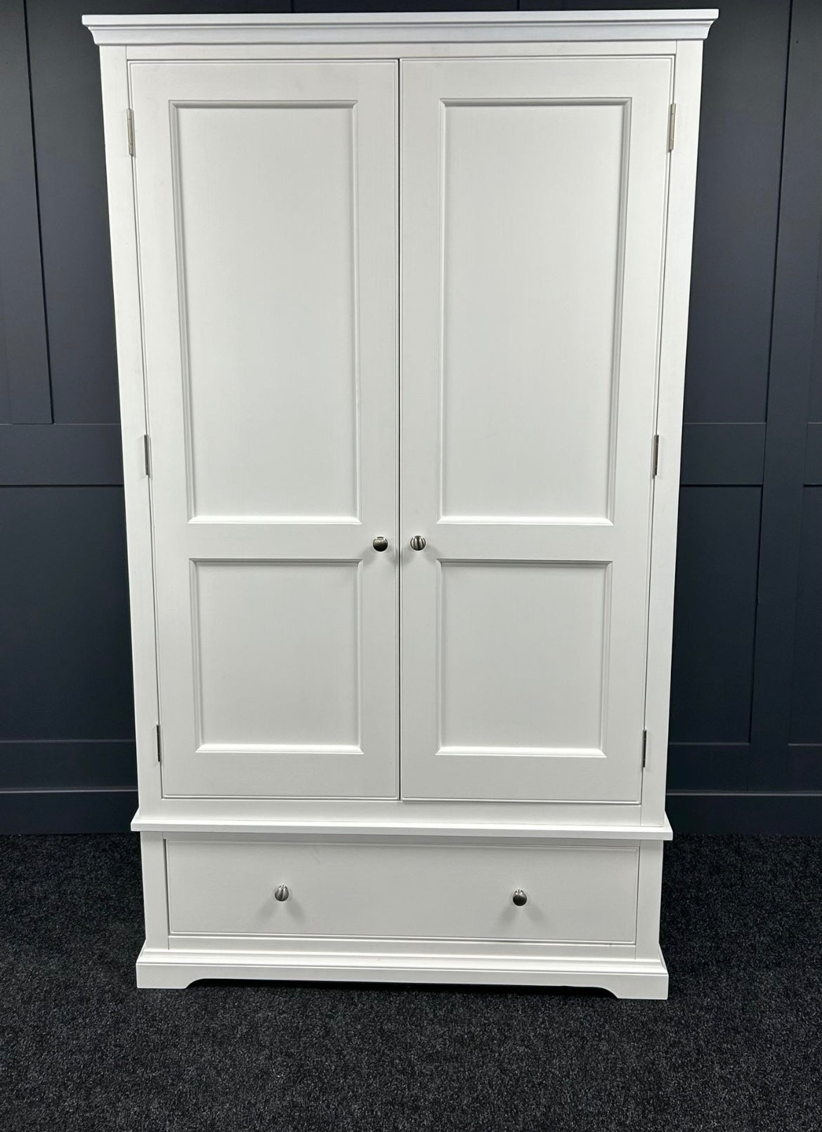 White Double Wardrobe With Metal Handles For The Home Interiors