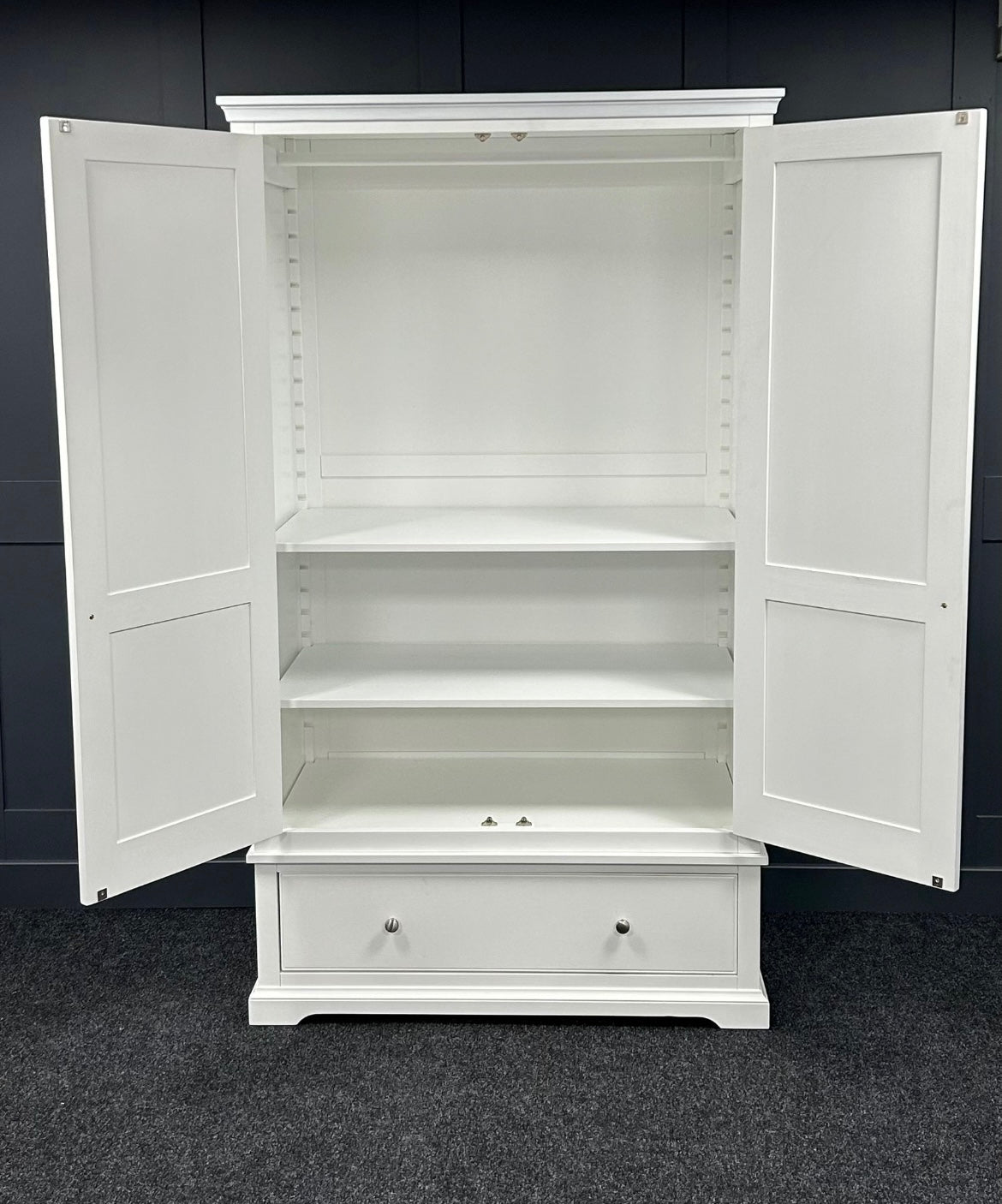 White Double Wardrobe With Metal Handles For The Home Interiors